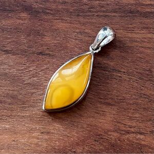 Sterling Silver Yellow Butter Amber Pendant